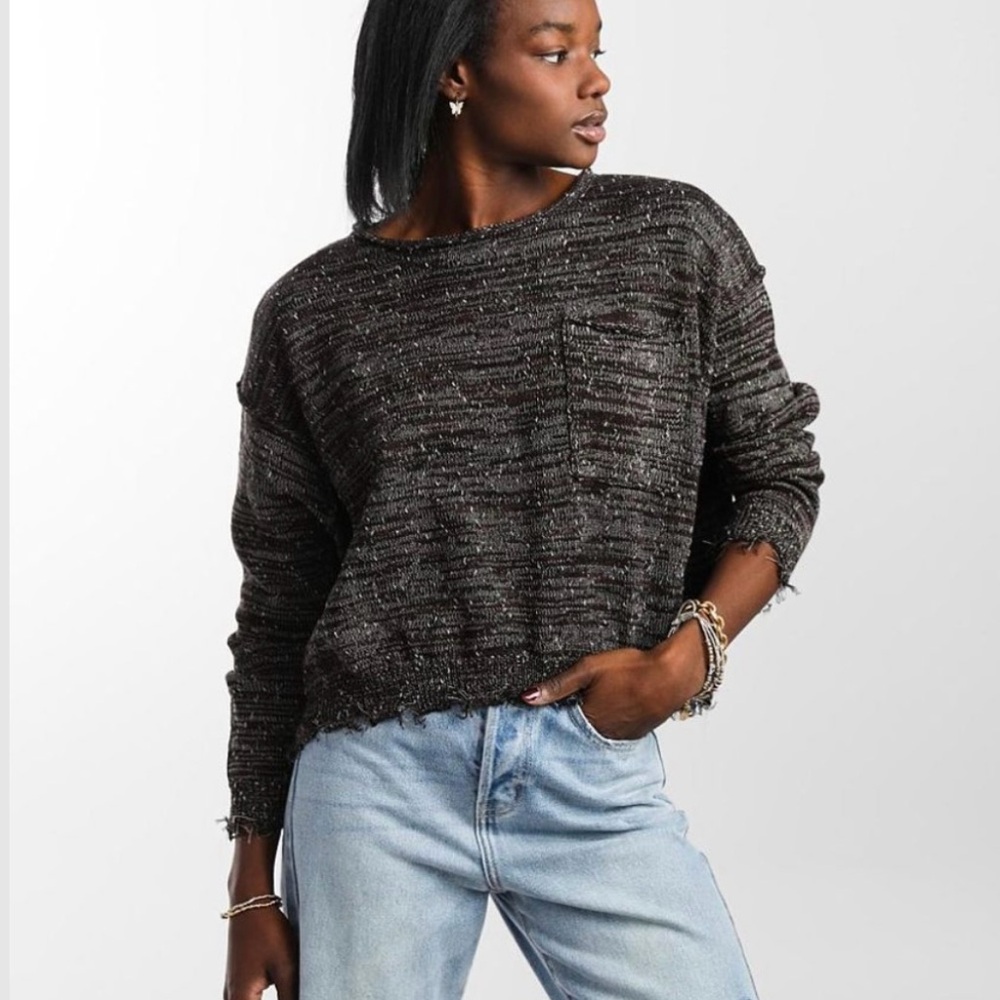 Gilded Intent Destructed Nubby Sweater Grunge Oversized Cropped Sweater Ripped